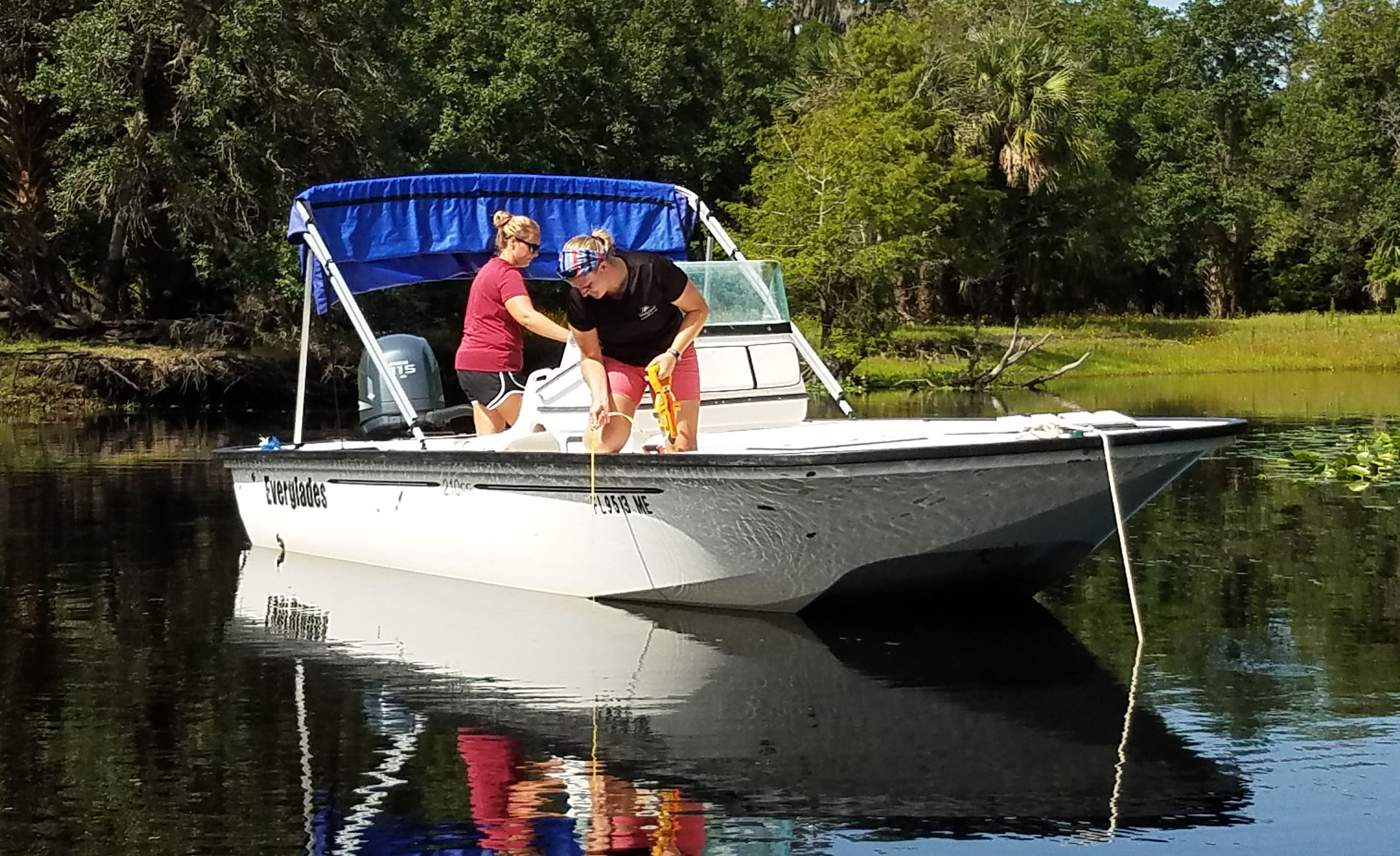 Photo of employees testing water quality