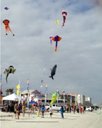 people flying kites on the beach at the kite festival