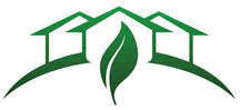 building with sustainable symbol