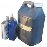 Containers of old hazardous liquid chemicals