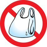 Picture showing cross through symbol for plastic bags