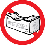 Picture showing cross through symbol for styrofoam