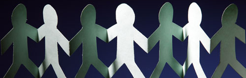 paper people cutouts holding hands