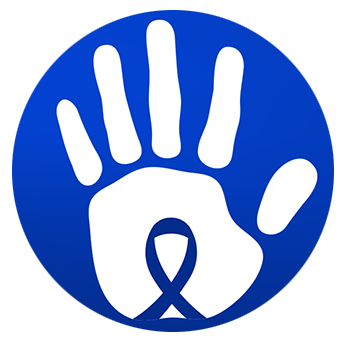 stop human trafficking hand and ribbon