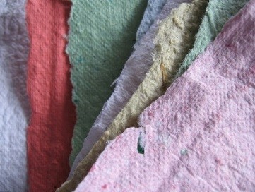 Picture of colored recycled paper made from these directions
