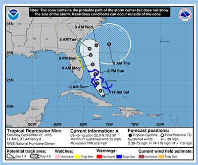 Tropical Depression 9 Update