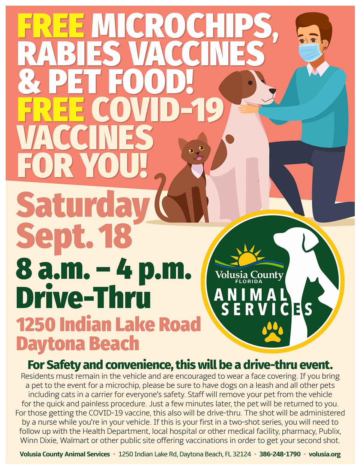 Free microchips, rabies shots and food for pets, COVID vaccine for people at Sept. 18 event