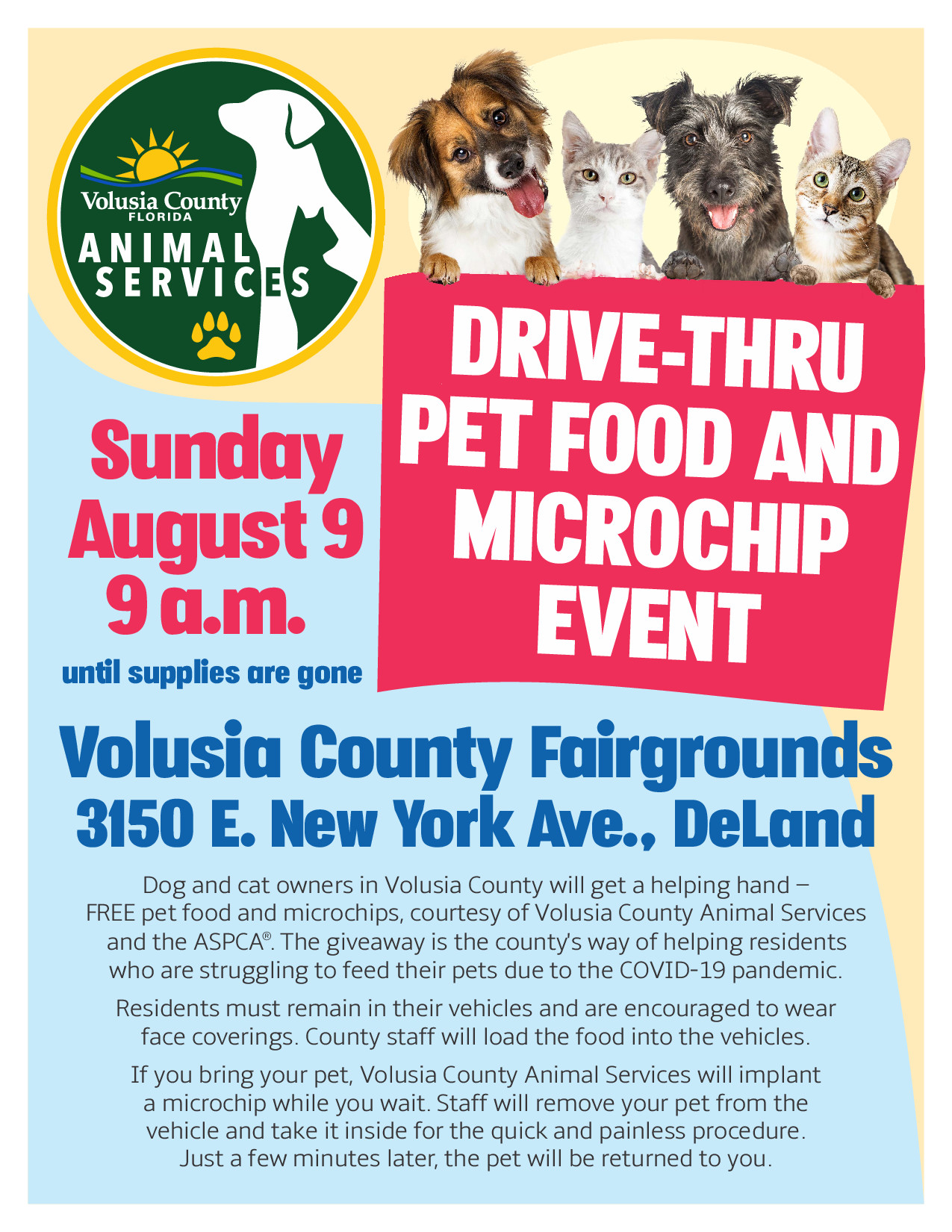 Free pet food and pet microchipping available On Aug. 9 in DeLand