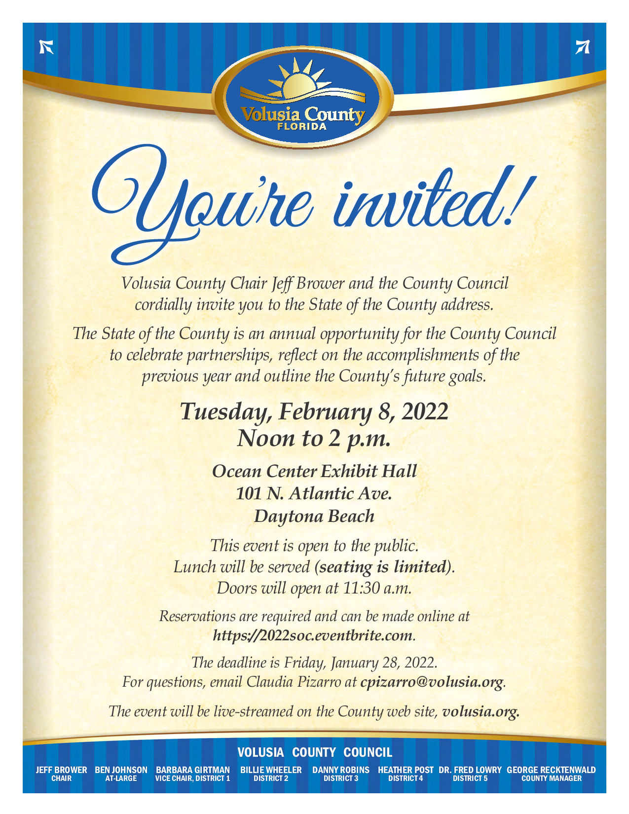 Reservations open for Feb. 8 State of the County address