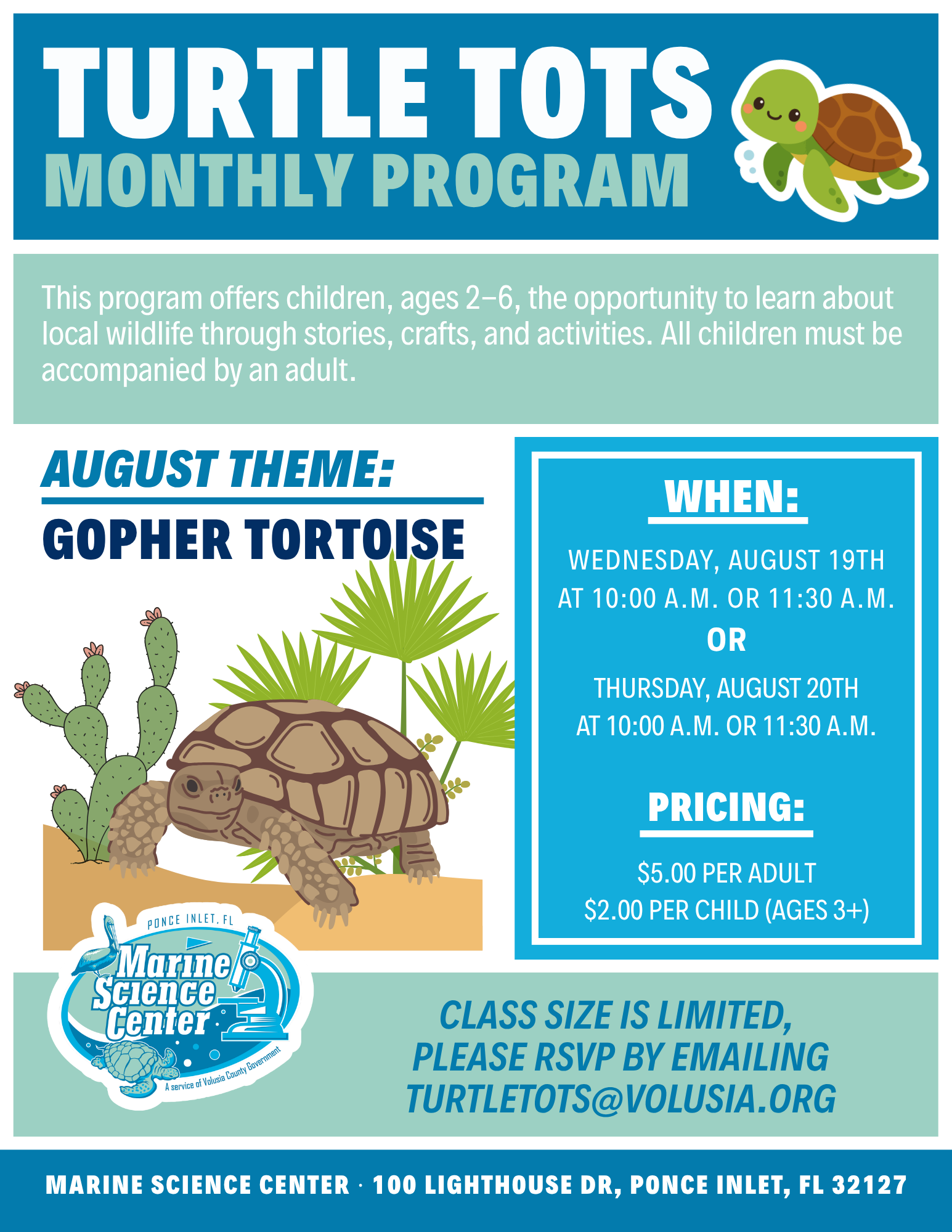 August Turtle Tots Program Event Featured Image