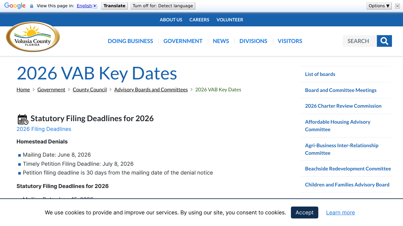 2026 VAB Key Dates