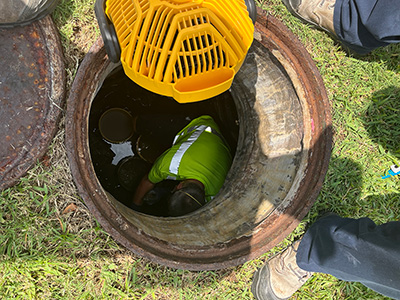 Ditch maintenance crews are working along Pell Road and Osteen-Maytown Road