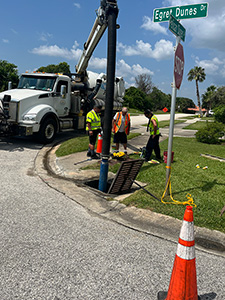 Ditch maintenance crews are working along Pell Road and Osteen-Maytown Road