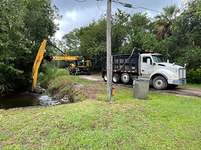Drainage team is conducting roadside ditch maintenance along Osteen Maytown Road