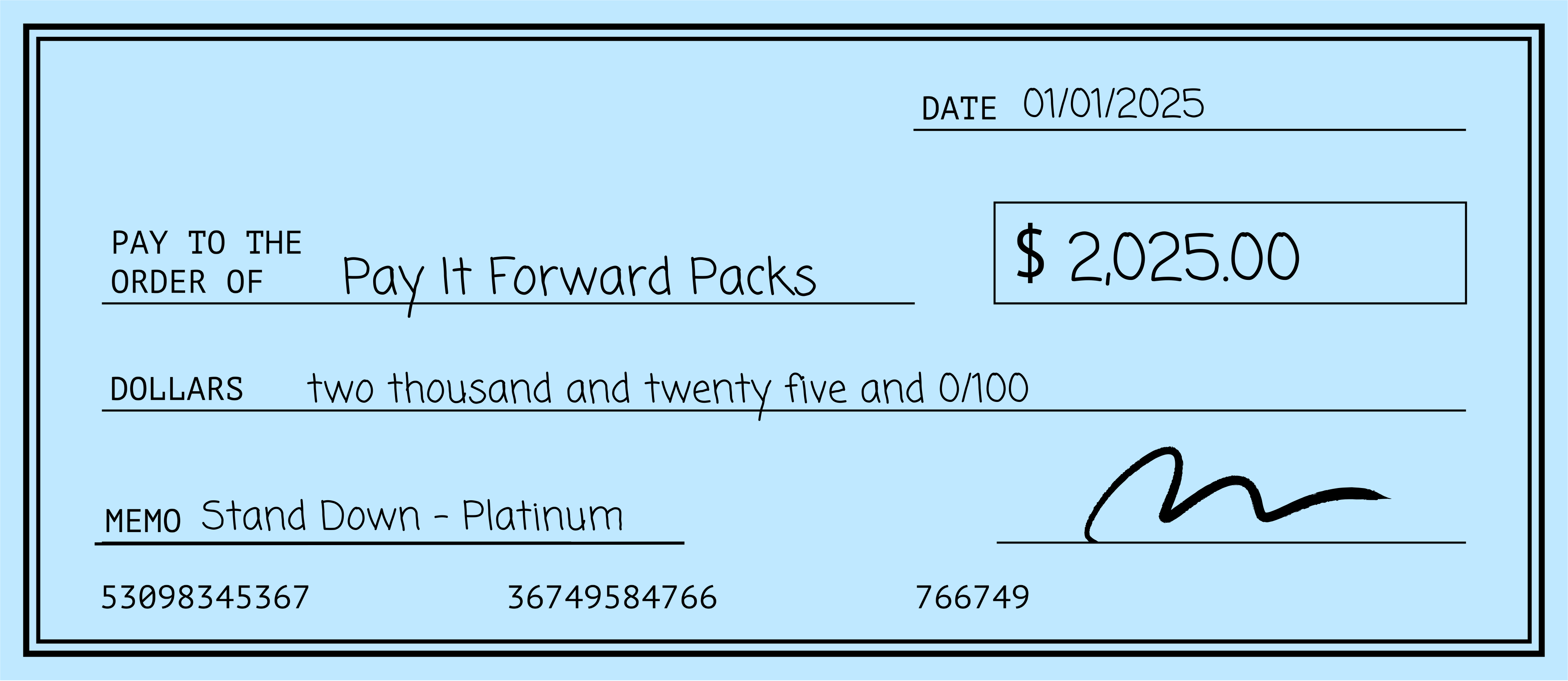 Pay-It-Forward Check Example