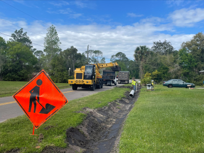 Stormwater crews replaced a damaged driveway culvert pipe