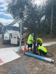 Stormwater crews recently used a vacuum truck to clean storm inlets and underground pipes