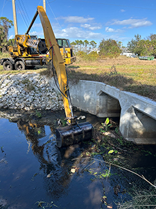 Crews continued routine maintenance on a segment of a canal
