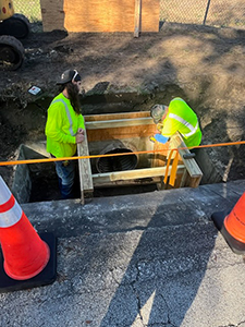Drainage crews responding this week to a damaged stormwater inlet