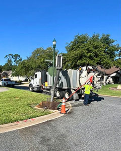 Crews cleaning the stormwater drainage system