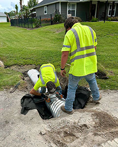 Crews replaced a deteriorated driveway culvert pipe
