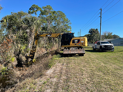 Crews began routine maintenance on a section of a canal