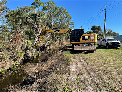 Crews began routine maintenance on a section of a canal