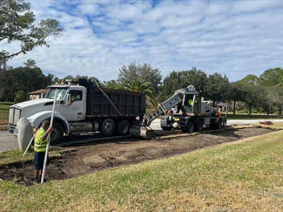 Crews began cleaning, reshaping, and restoring roadway shoulders