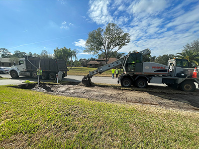 Crews began cleaning, reshaping, and restoring roadway shoulders