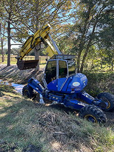 A walking “spider” excavator was deployed to the Tomoka Farms Village